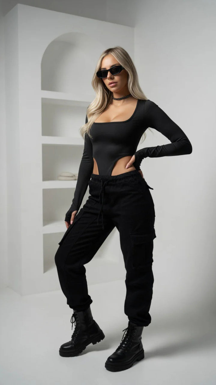 Square Neck Long Sleeve Bodysuit