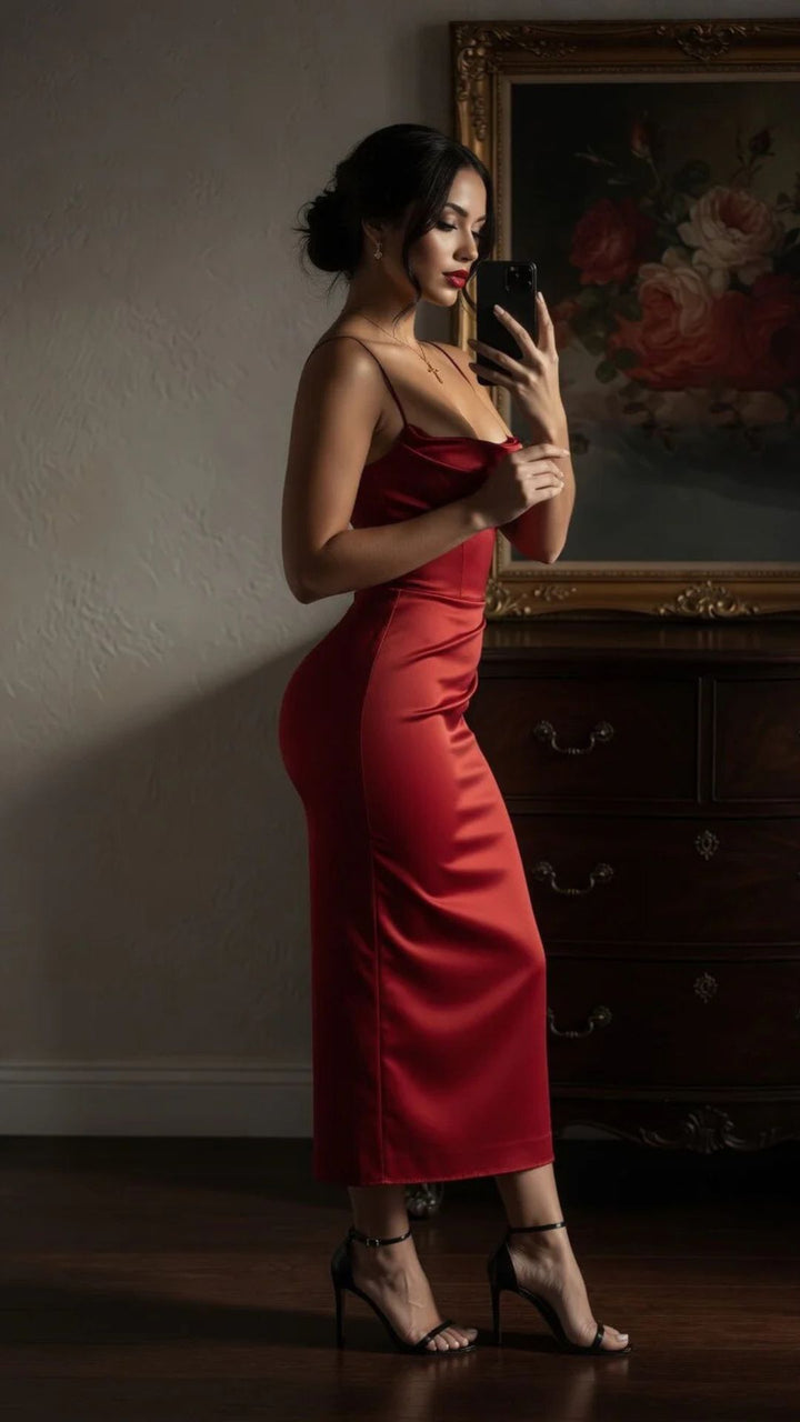 Spaghetti Strap Bodycon Midi Dress