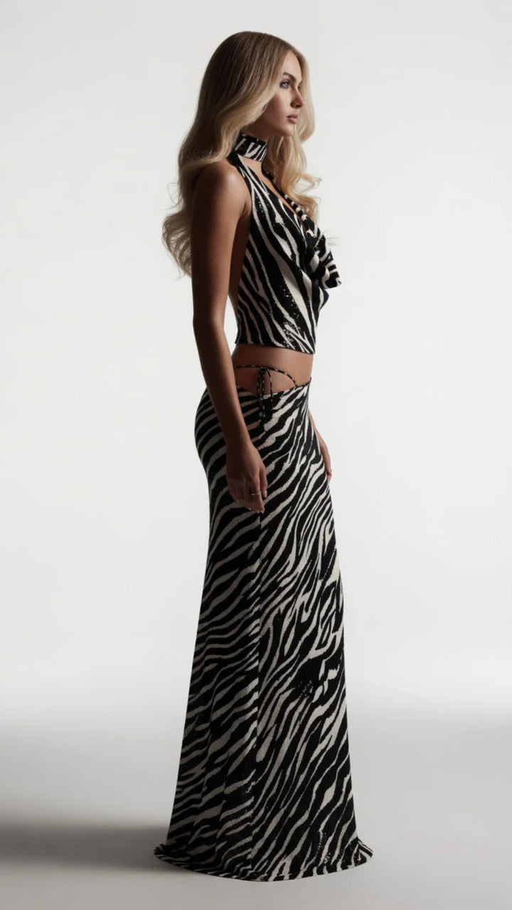 Zebra Top and Maxi Skirt Set