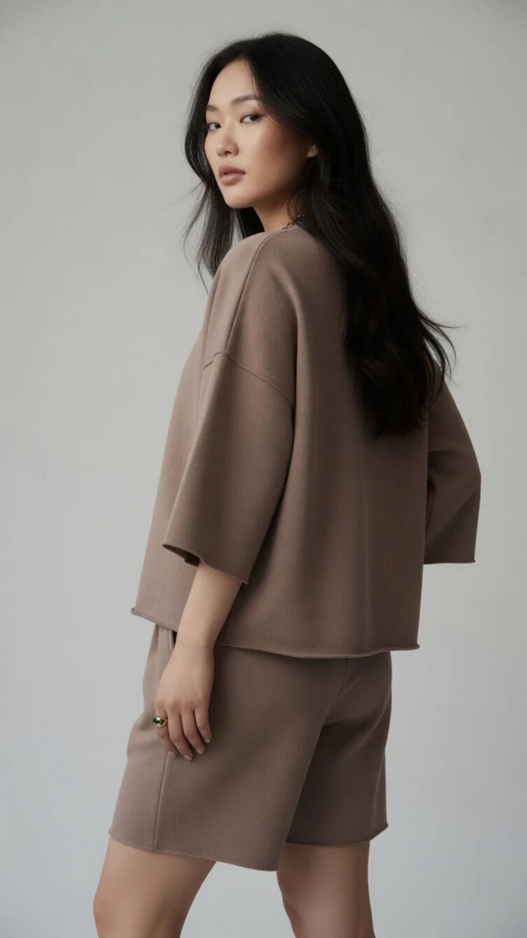 Oversized Crop Sweatshirt &amp; Shorts Set
