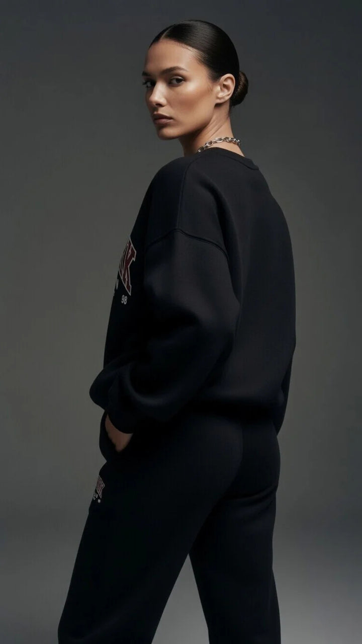 Oversized “New York” Print Sweatshirt and Wide-Leg Trouser Set